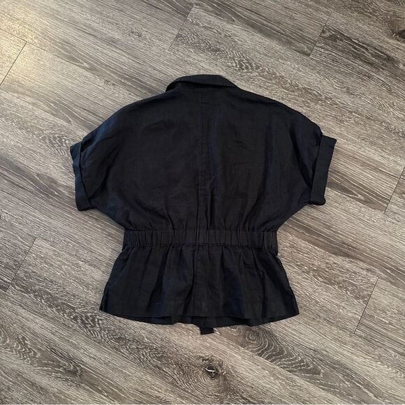 Loft Linen Short Sleeve Tie Waist Button Up - Picture 8 of 8